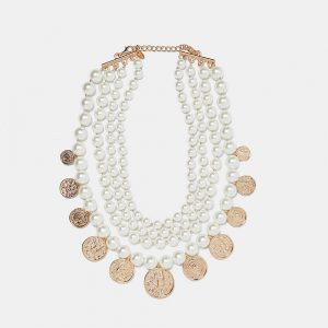 Peal Bead and Coin Necklace